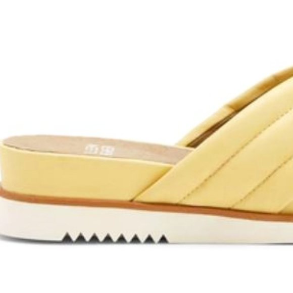NWT Eileen Fisher Key Nappa Leather Slide Elevated Sandals Yellow Shoes Sz:9 - Picture 2 of 7